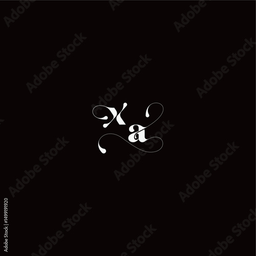 XA letter monogram style and elegant concept organic hairline logo wedding typography initial