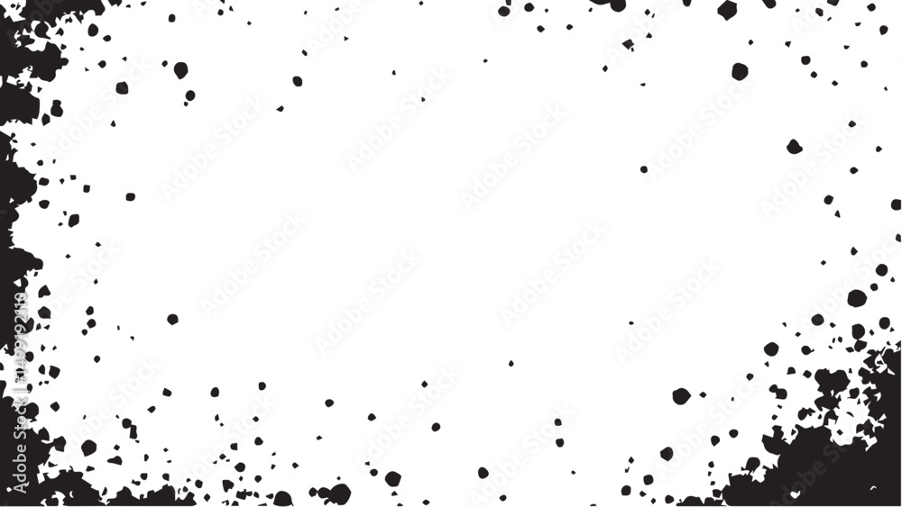 Obraz premium Grainy grunge black halftone vector dots textured pattern on white background. Distressed black grunge texture. 