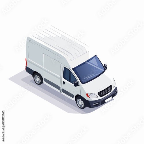White Cargo Van Isometric Illustration