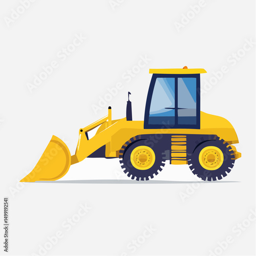 Yellow Bulldozer Illustration on White Background