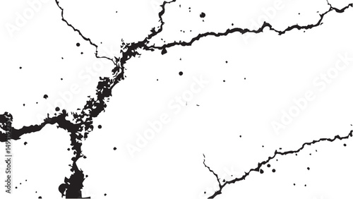 Vector grunge cracked texture. Black cracks isolated on white background. Abstract cracked texture .