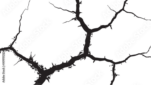 Vector grunge cracked texture. Black cracks isolated on white background. Abstract cracked texture .