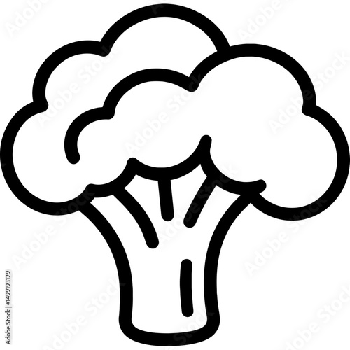 Minimalist broccoli icon with bold lines