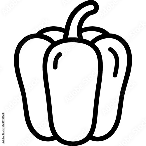 Black and white bell pepper icon