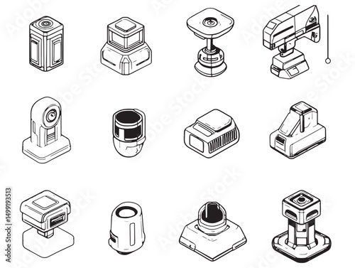 Simple line art design of advanced hologram technology gadget