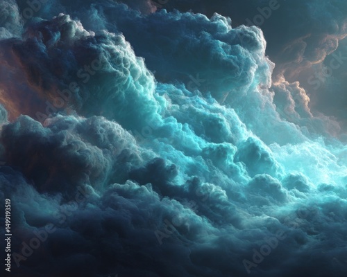 Dramatic Teal And Dark Cloudscape At Night