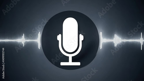 Wallpaper Mural Digital microphone icon with audio waves glowing in background representing podcast, music recording, voiceover or online broadcasting technology visuals Torontodigital.ca