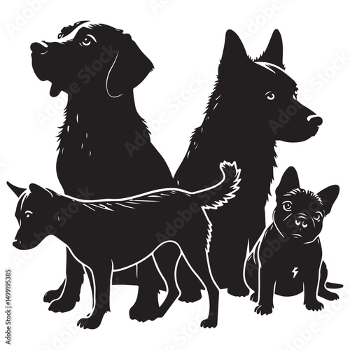 black and white dogs. vector illustration EPS 10