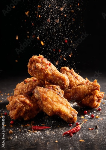 Crispy fried chicken wings ...