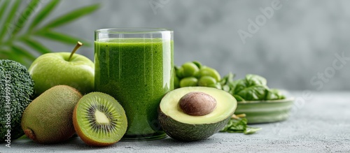 Vibrant green smoothie with...