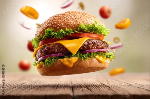 Delicious cheeseburger in m...