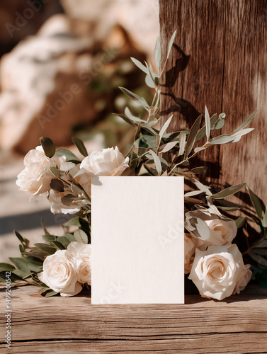 Wedding Invitation Mockup 5×7 Vertical With Rustic Floral Styling