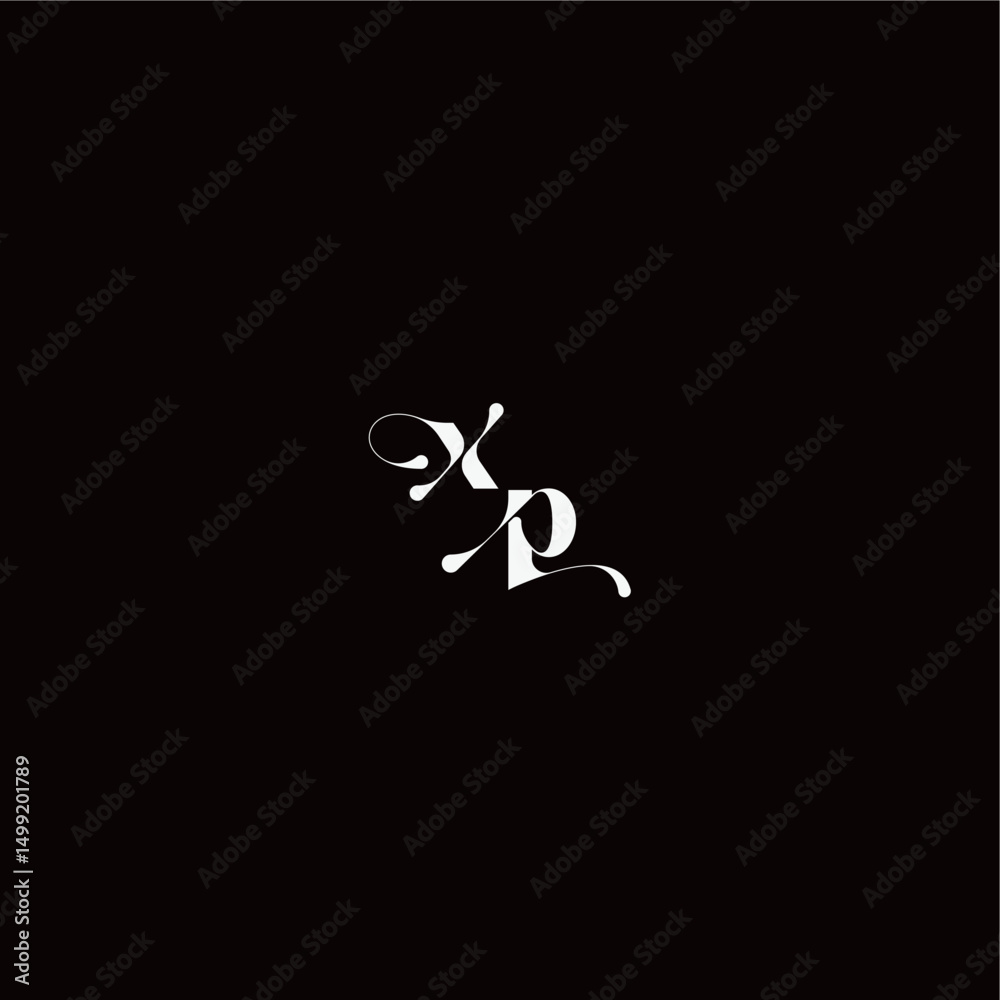 Obraz premium XP letter monogram style and elegant concept organic hairline logo wedding typography initial