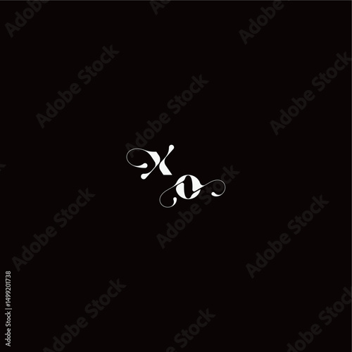 XO letter monogram style and elegant concept organic hairline logo wedding typography initial