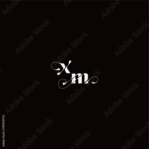 XM letter monogram style and elegant concept organic hairline logo wedding typography initial