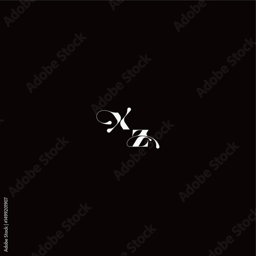 XZ letter monogram style and elegant concept organic hairline logo wedding typography initial