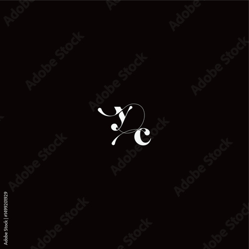 YC letter monogram style and elegant concept organic hairline logo wedding typography initial