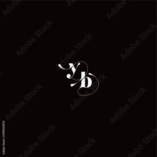 YB letter monogram style and elegant concept organic hairline logo wedding typography initial
