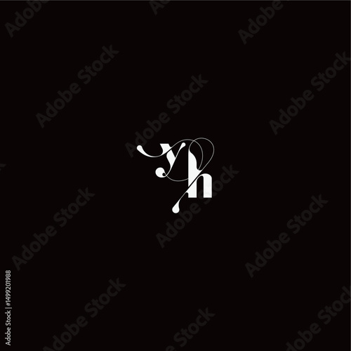 YH letter monogram style and elegant concept organic hairline logo wedding typography initial