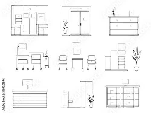 Medical Facility Front Desk Healthcare Line Art Vector Design