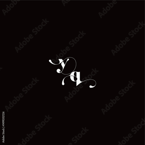 YQ letter monogram style and elegant concept organic hairline logo wedding typography initial