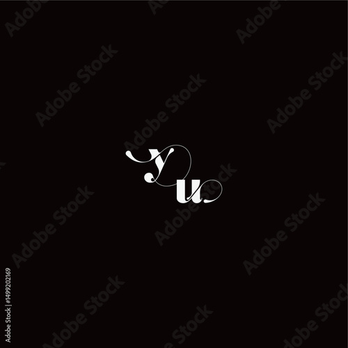 YU letter monogram style and elegant concept organic hairline logo wedding typography initial