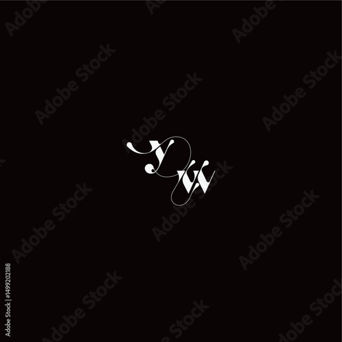 YW letter monogram style and elegant concept organic hairline logo wedding typography initial