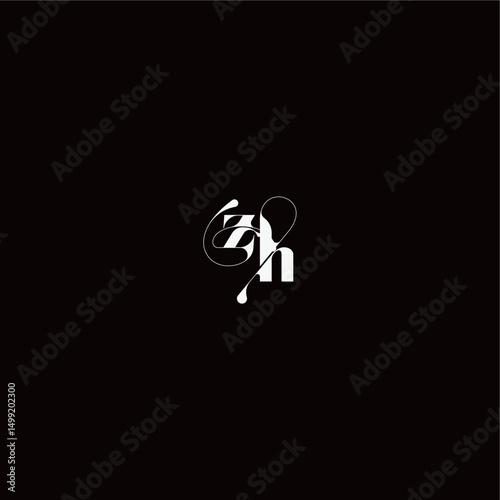 ZH letter monogram style and elegant concept organic hairline logo wedding typography initial