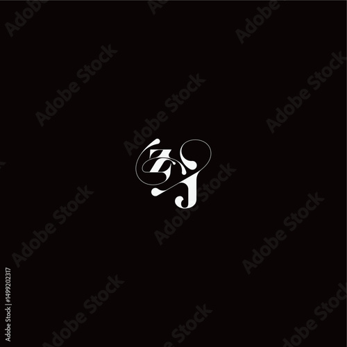 ZJ letter monogram style and elegant concept organic hairline logo wedding typography initial