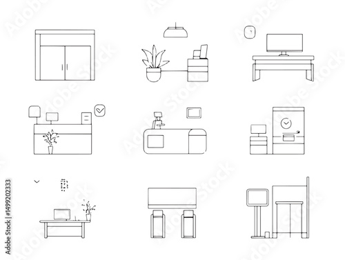 Healthcare Clinic Reception Line Art Simple Vector Graphic