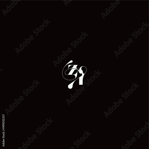ZI letter monogram style and elegant concept organic hairline logo wedding typography initial