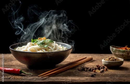 Steam rising from a bowl of...