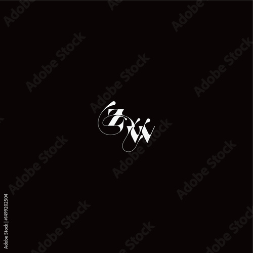 ZW letter monogram style and elegant concept organic hairline logo wedding typography initial