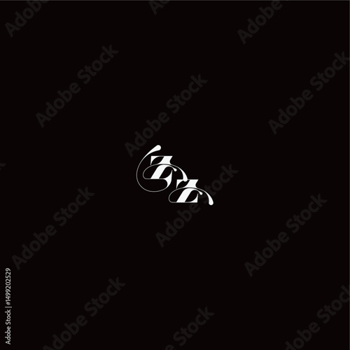 ZZ letter monogram style and elegant concept organic hairline logo wedding typography initial