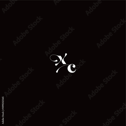 XC letter monogram style and elegant concept organic hairline logo wedding typography initial