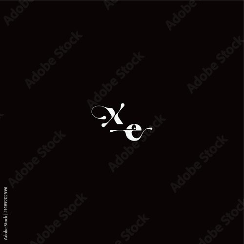 XE letter monogram style and elegant concept organic hairline logo wedding typography initial