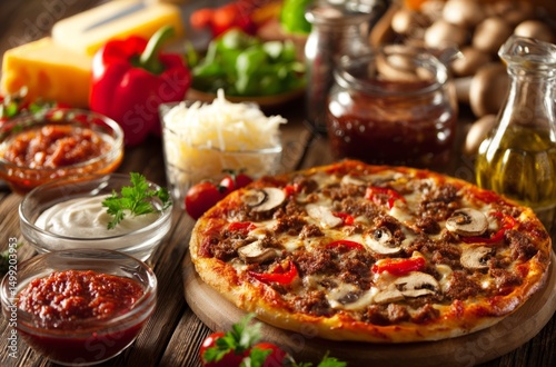 A delicious pizza with topp...