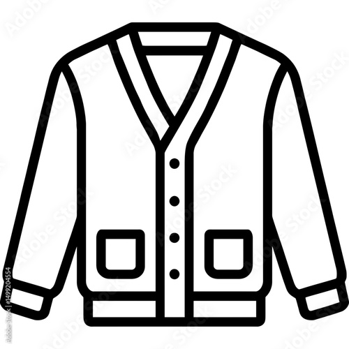 Modern cardigan icon with clear garment elements
