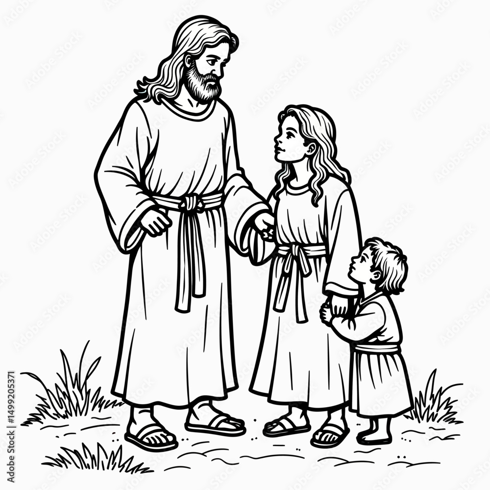 Obraz premium John 3:16 Coloring Page for Kids Featuring Large Simple Lettering and a Heartwarming Jesus Theme, Perfect for Sunday School and Christian Family Activities 