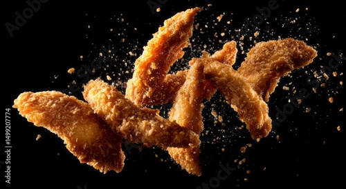 Crispy fried food pieces in...