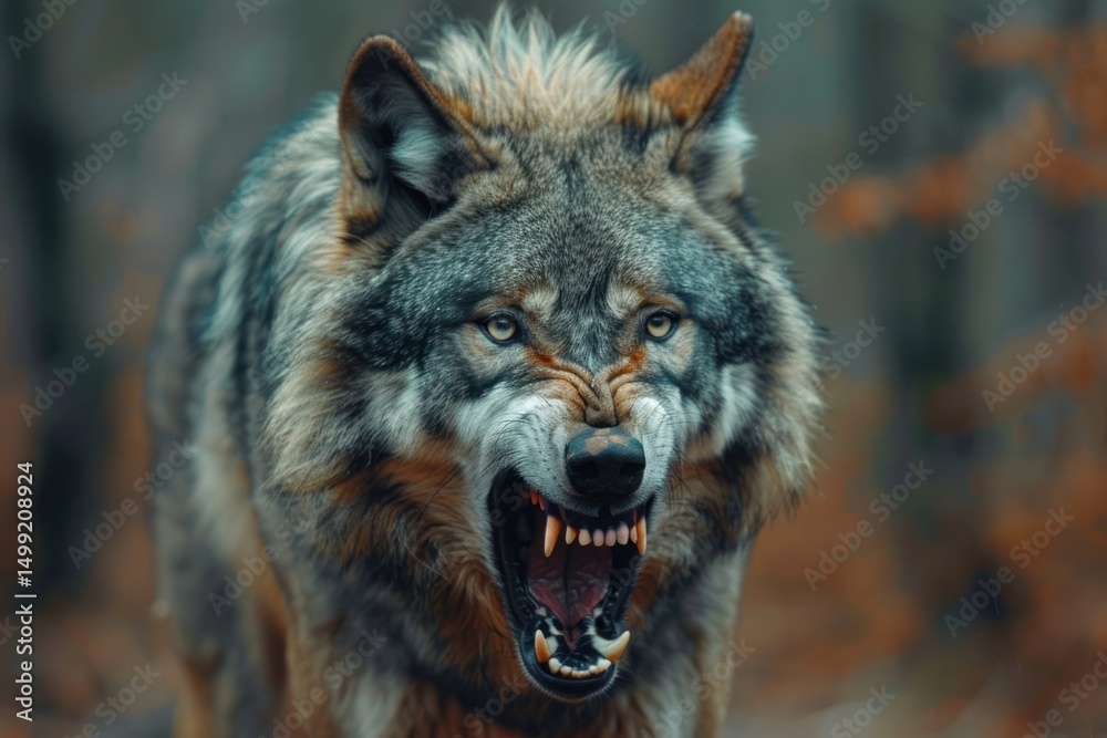 Obraz premium Wolf screaming in the woods animal mammal coyote.