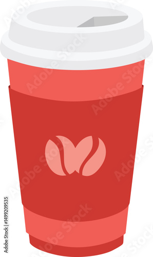 Vibrant Red Coffee Cup Isolated
