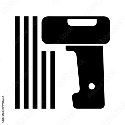 barcode scanner flat silhouette icon
