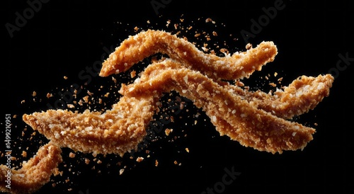 Crispy fried food pieces in...
