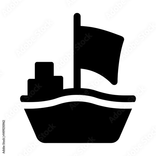 boat with goods icon maritime transport design
