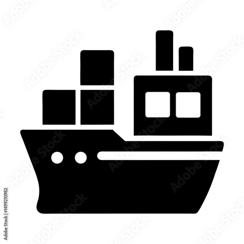 cargo ship icon flat silhouette vector design
