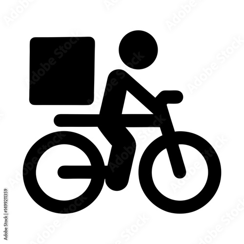 courier bicycle icon dynamic flat silhouette design
