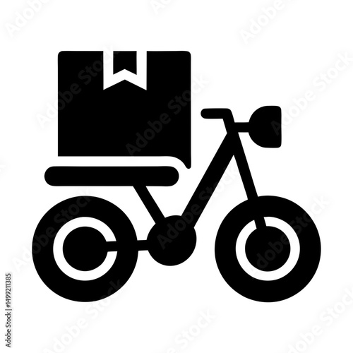 courier bicycle icon dynamic flat silhouette vector
