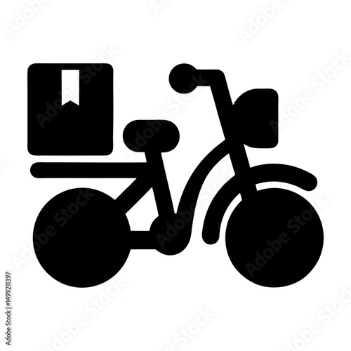 courier bicycle icon flat silhouette design
