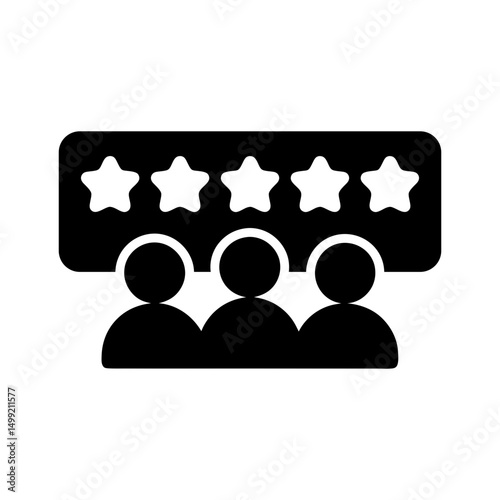 five star rating icon sleek flat silhouette vector
